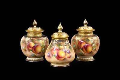 Lot 322 - A Pair of Royal Worcester Porcelain Pot Pourri...