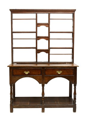 Lot 480 - A George III Oak Open Dresser and Rack, the...