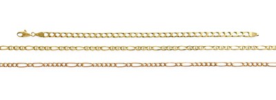 Lot 221 - Two 9 Carat Gold Figaro Link Necklaces, length...