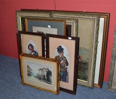 Lot 690 - A quantity of pictures and prints including landscapes and young maidens (12)