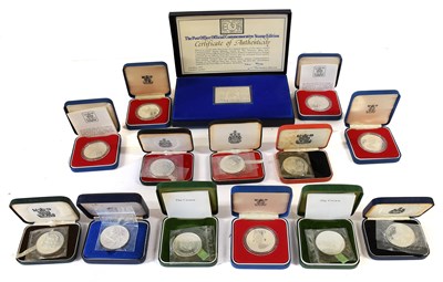 Lot 444 - 13x UK and Commonwealth Silver Proof Crowns,...