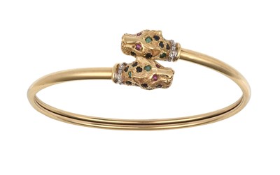 Lot 2314 - A Multi Gem-Set Torque Bangle the yellow plain...