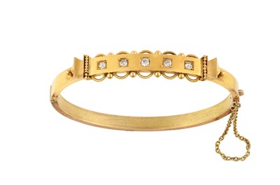 Lot 2425 - A Diamond Bangle the central panel inset with...