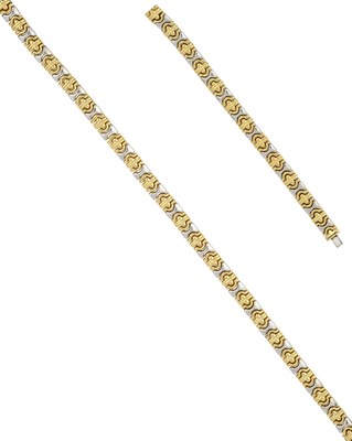 Lot 2013 - An 18 Carat Bi-Colour Gold Fancy Link Necklace...