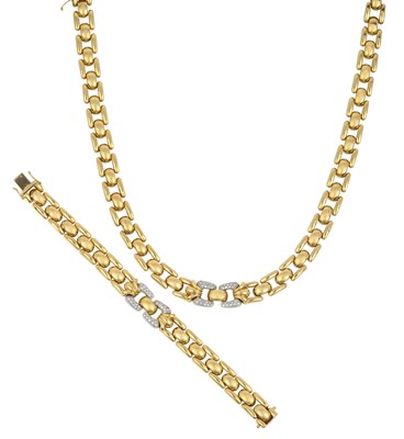 Lot 2034 - An 18 Carat Gold Diamond Necklace and Bracelet...
