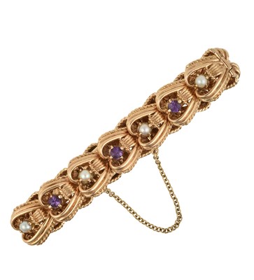 Lot 2327 - A 9 Carat Gold Amethyst and Cultured Pearl...