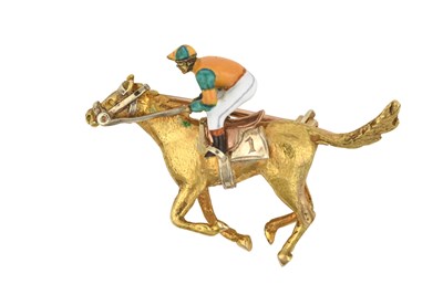 Lot 2300 - A 9 Carat Gold Enamel Brooch, by Alabaster &...