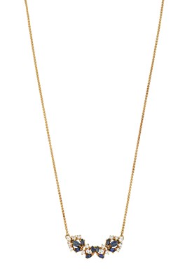 Lot 2330 - An 18 Carat Gold Sapphire and Diamond Necklace...