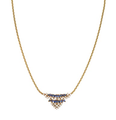 Lot 2024 - An 18 Carat Gold Sapphire and Diamond Necklace...