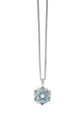 Lot 2328 - An 18 Carat White Gold Aquamarine and Diamond...