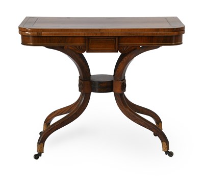 Lot 482 - A Regency Rosewood and Brass-Inlaid Foldover...