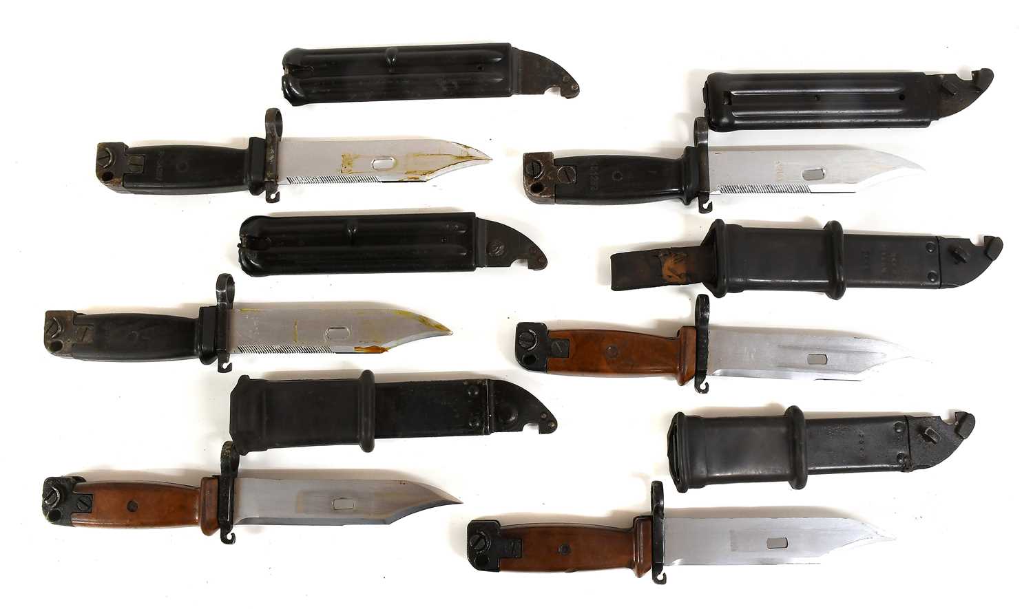 Lot 368 - Three Polish AKM Type II Bayonets, each with...