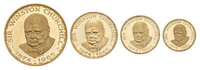 Lot 381 - A Set of Four Gold Churchill Victory Medals...