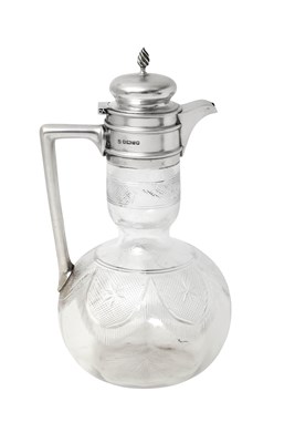 Lot 2213 - A Victorian Silver-Mounted Cut-Glass Claret-Jug