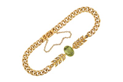 Lot 2464 - An Edwardian Peridot and Seed Pearl Bracelet...