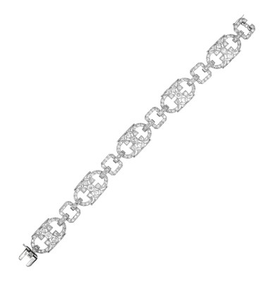 Lot 2110 - An Art Deco Diamond Bracelet openwork rounded...