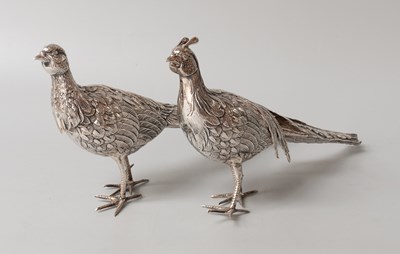 Lot 5 - A Pair of Continental Silver Models Pheasants,...