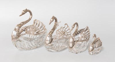 Lot 80 - A Graduated Set of Three Silver-Mounted Glass...