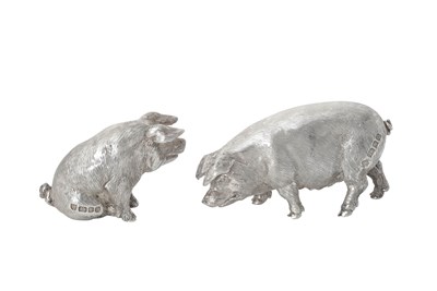 Lot 2187 - Two Elizabeth II Silver Model Pigs