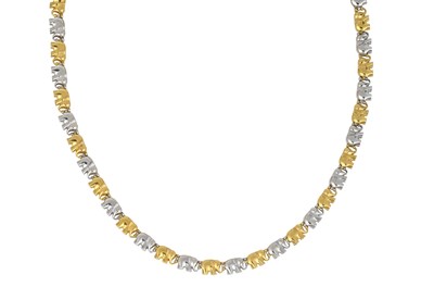 Lot 2002 - A Bi-Colour Fancy Link Necklace in the form of...