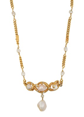 Lot 2124 - An Art Nouveau Pearl and Diamond...
