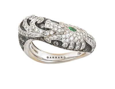 Lot 2128 - An 18 Carat White Gold Emerald and Diamond...