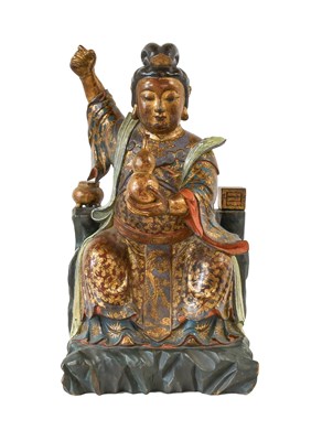 Lot 203 - A Gilt Carved and Lacquered Wood Figure of a...