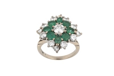 Lot 2131 - An 18 Carat White Gold Emerald and Diamond...