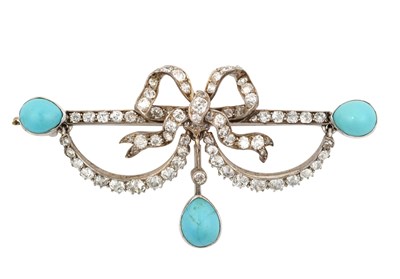 Lot 2146 - A Diamond and Turquoise Brooch, circa 1900 the...
