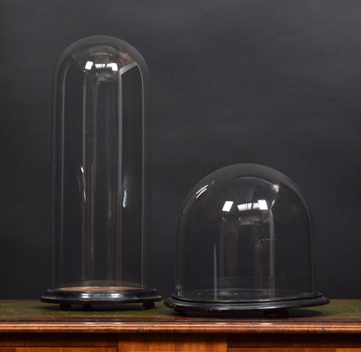 Lot Glass Domes: Two Period Circular Glass Domes,...