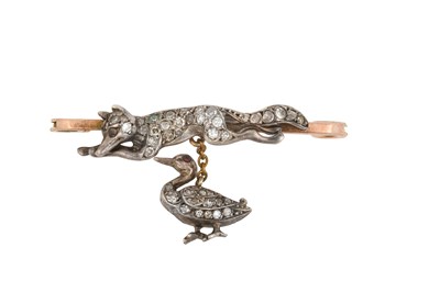 Lot 2437 - A 9 Carat Gold Diamond Novelty Brooch the rose...