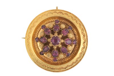 Lot 2441 - A Victorian Garnet Brooch a cluster of round...