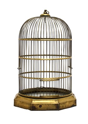 Lot 461 - A Late Victorian Brass Wirework Parrot Cage,...