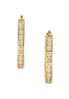 Lot 2322 - A Pair of Cubic Zirconia Hoop Earrings the...
