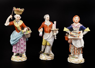 Lot 350 - A Set of Three Meissen “Cris de Paris”...