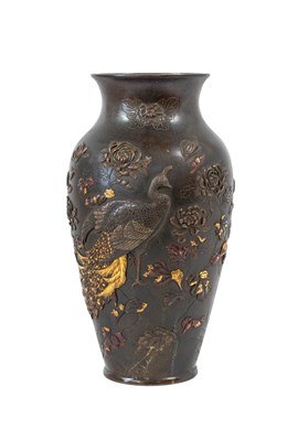 Lot 228 - A Japanese Mixed Metal Vase, Meiji period, of...
