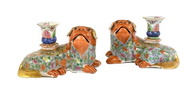 Lot 134 - A Pair of Cantonese Porcelain Figural...