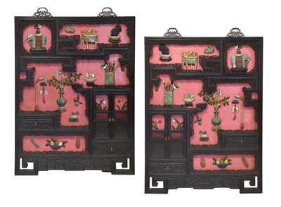 Lot 190 - A Pair of Jade Hardstone and Cloisonne Enamel...