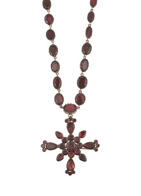 Lot 2442 - A Garnet Necklace, circa 1850 the oval...