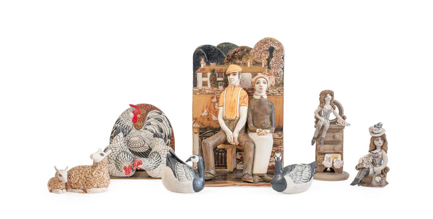 Lot 548 - Norman Makinson (1921-2010): A Pottery Group,...
