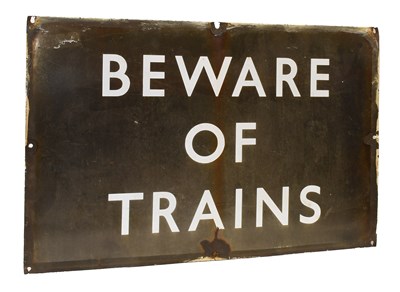 Lot 792 - BR(W) Beware Of The Train Enamel Sign