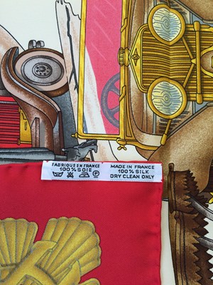 Lot 1045 - Hermès Silk Scarf, Automobiles depicting early...