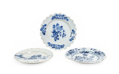 Lot 25 - A Liverpool Delft Plate, circa 1750, painted...