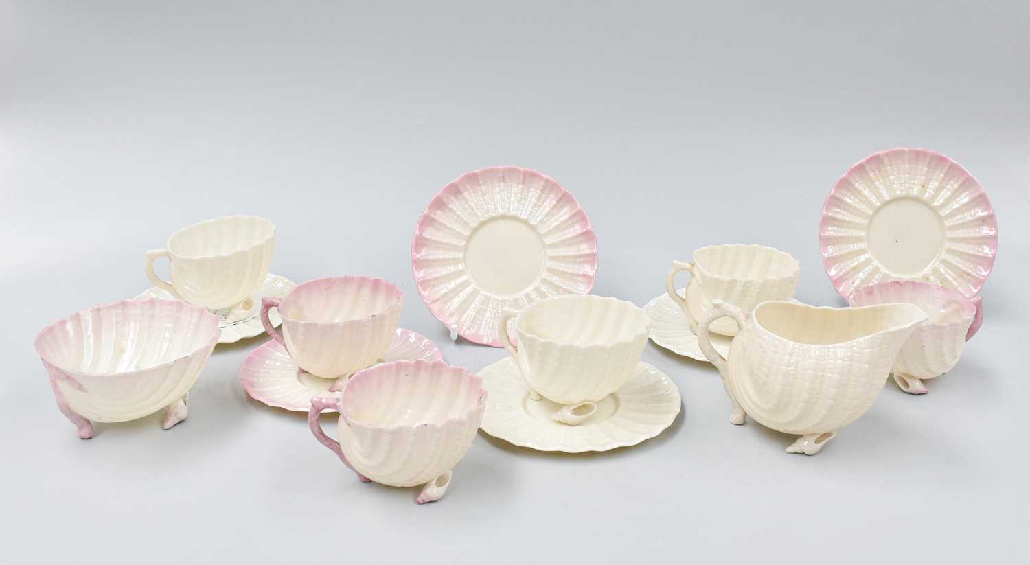 Lot 327 - Beleek Porcelain Tea Wares, comprising six...