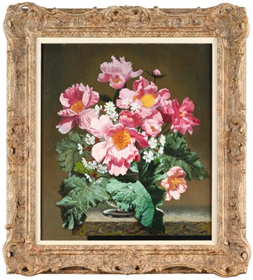 Lot 1067 - Bennett Oates (1928-2009) "Pink Peonies and...