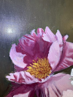 Lot 1067 - Bennett Oates (1928-2009) "Pink Peonies and...