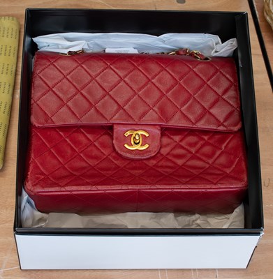 Lot 1157 - Circa 1989/90 Chanel Red Leather Quilted Flap...