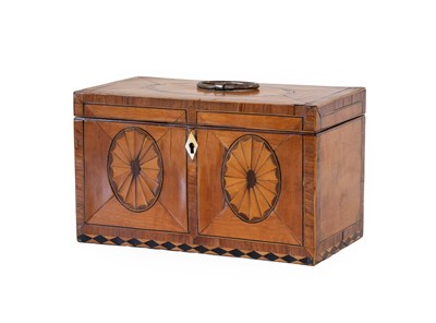 Lot 380 - A George III Satinwood and Marquetry Tea Caddy,...