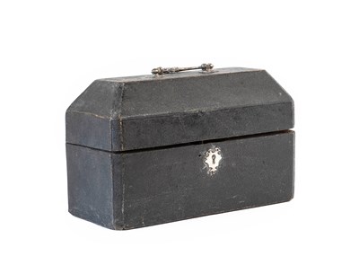 Lot 383 - A George III Silver-Mounted Shagreen Tea Caddy,...
