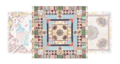 Lot Circa 1800 Chintz and Patchwork Quilt by Sally...